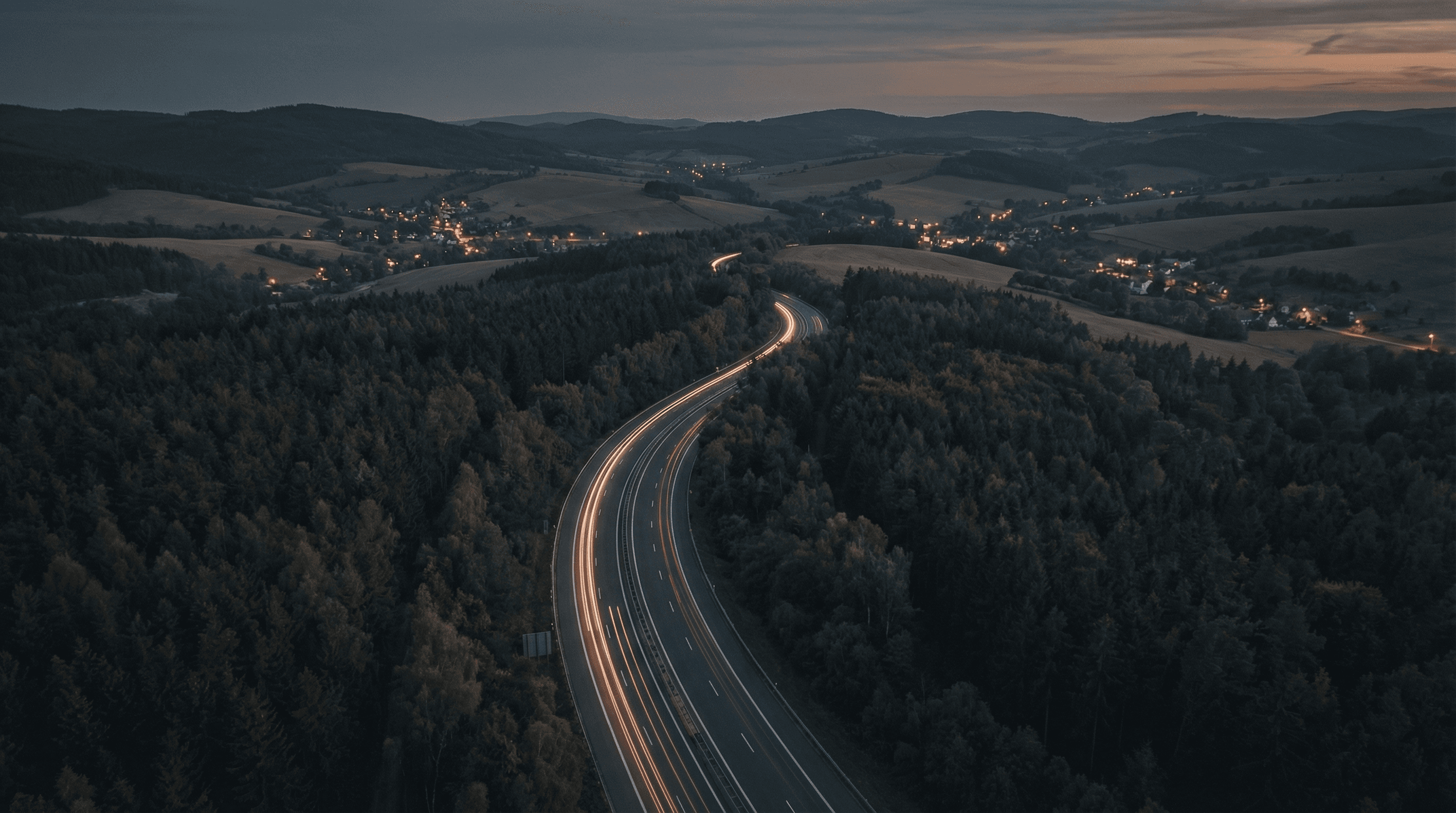 Scenic Central European countryside along Prestigo intercity chauffeur routes